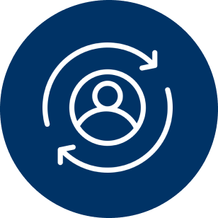 Here's an alt tag for the image in under 8 words: `Person icon with circular arrows`